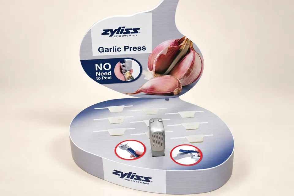 Zyliss garlic-press countertop display