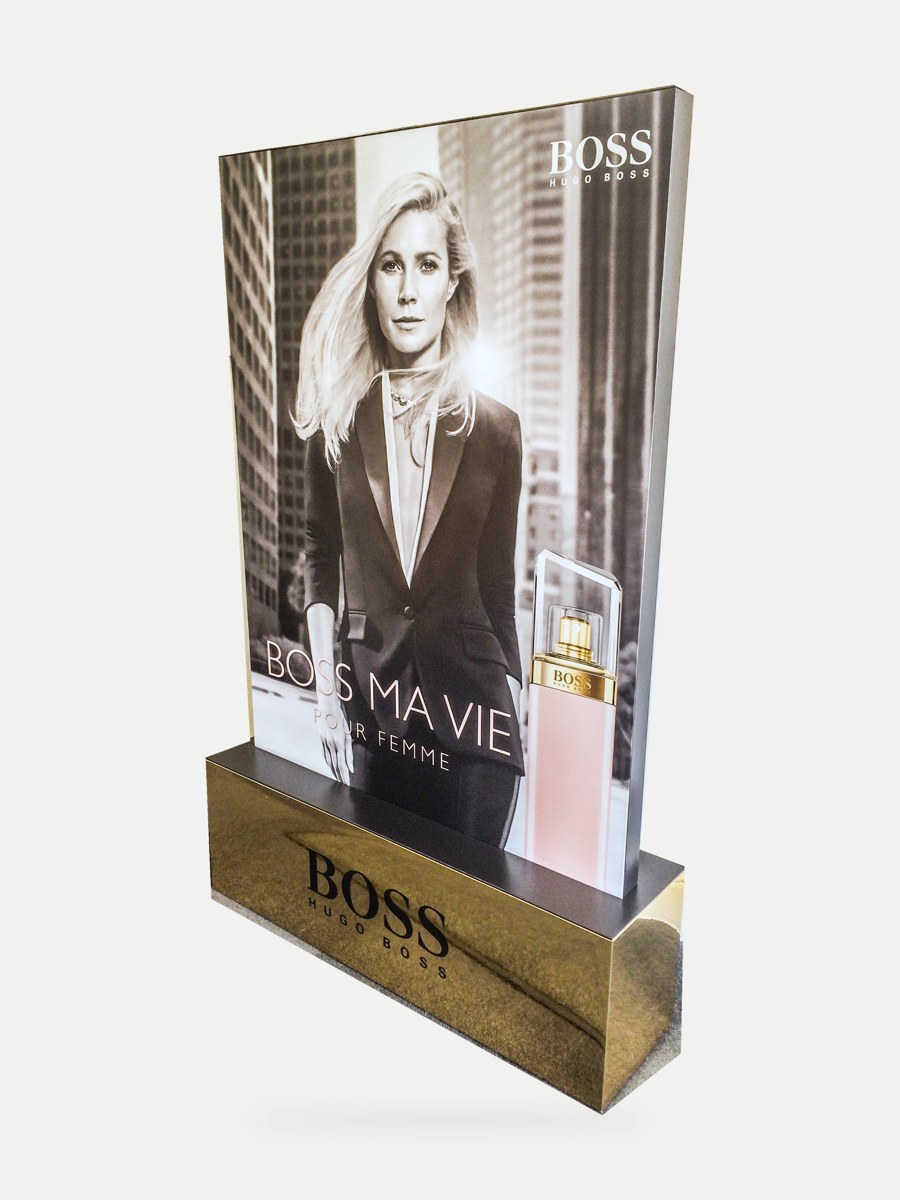BOSS branded fragrance campaign panel