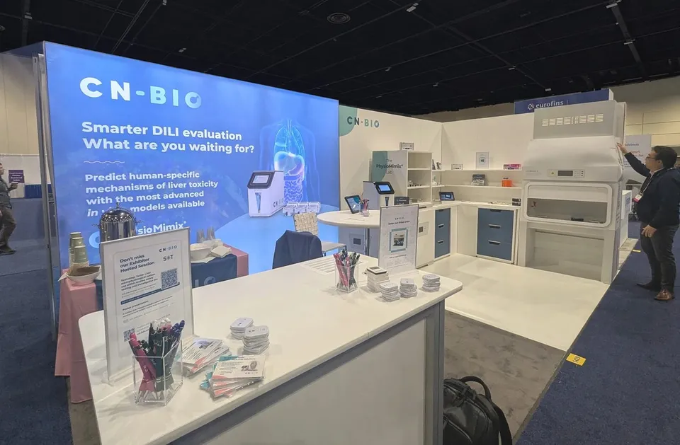 CN Bio exhibition stand with printed laboratory replicas