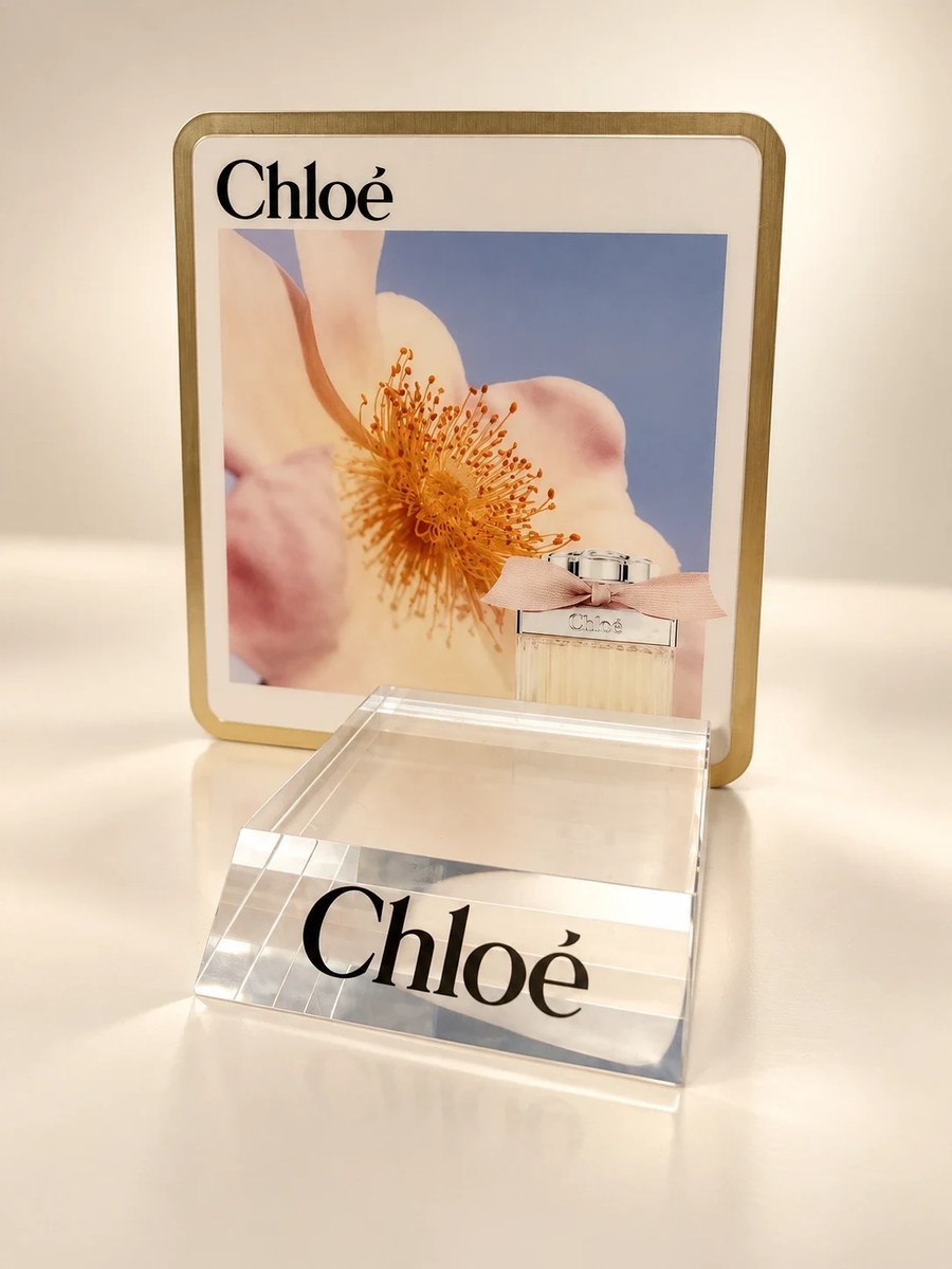 Chloé campaign panel and small branded display block