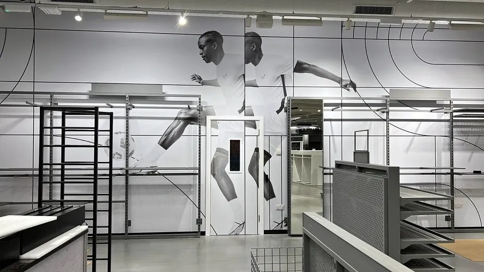 Nike retail interior with large-format wall imagery