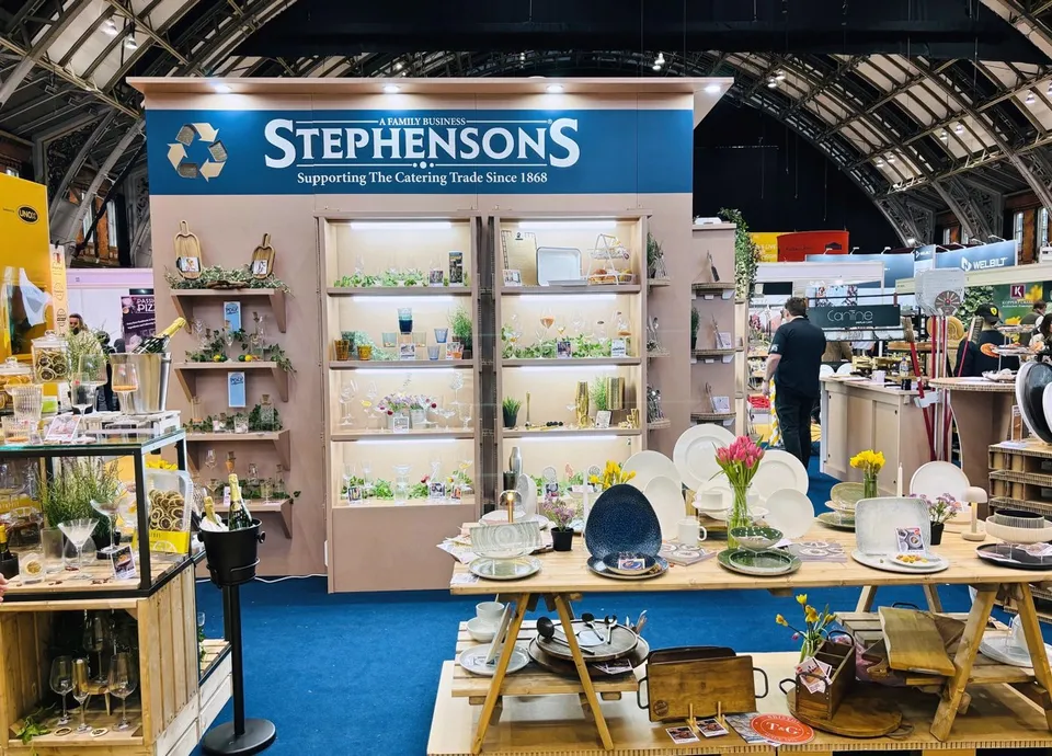 Stephensons shelving, printed headers and stand components