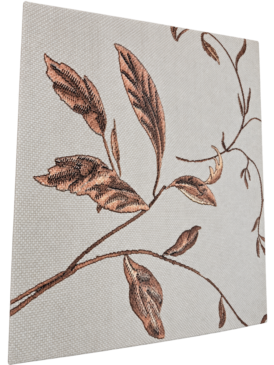 Raised botanical print across a graphic panel