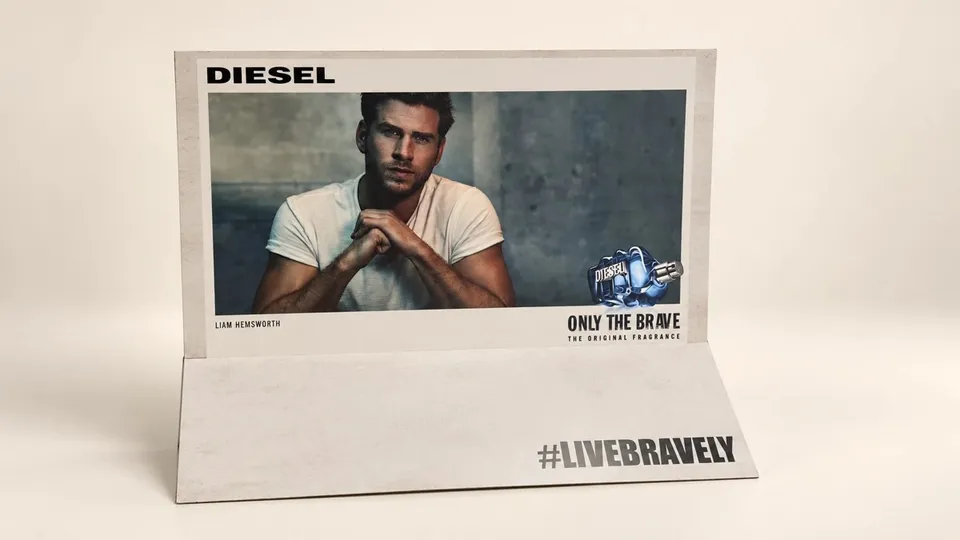 Diesel fragrance campaign panel and display structure