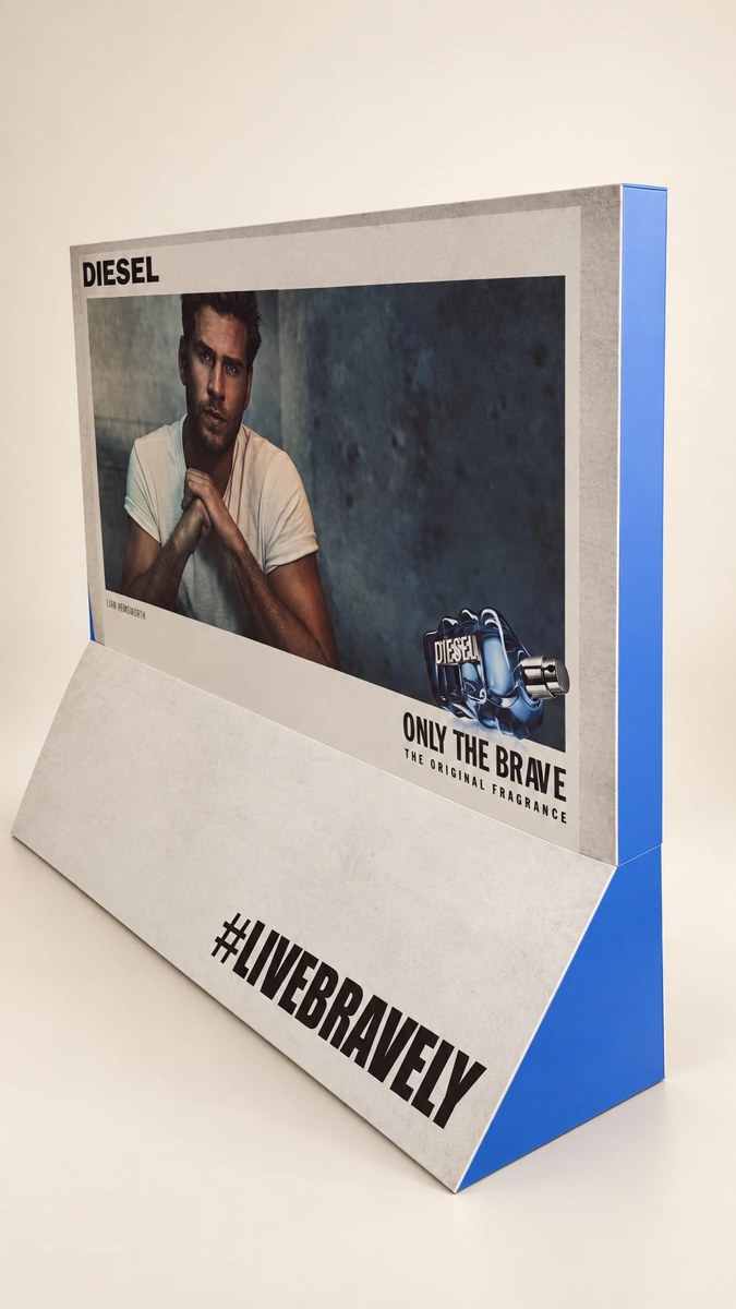 Diesel fragrance campaign panel and display structure