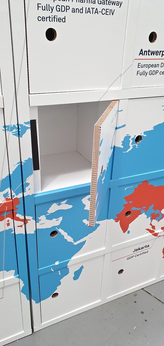 Yusen Logistics display detail with an open board door