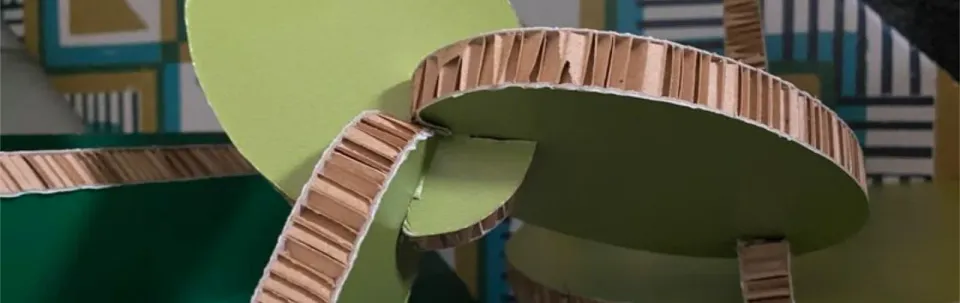 Cardboard which has been used to help create a sustainable and impactful display.