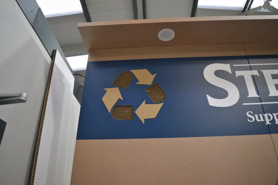 Stephensons shelving, printed headers and stand components