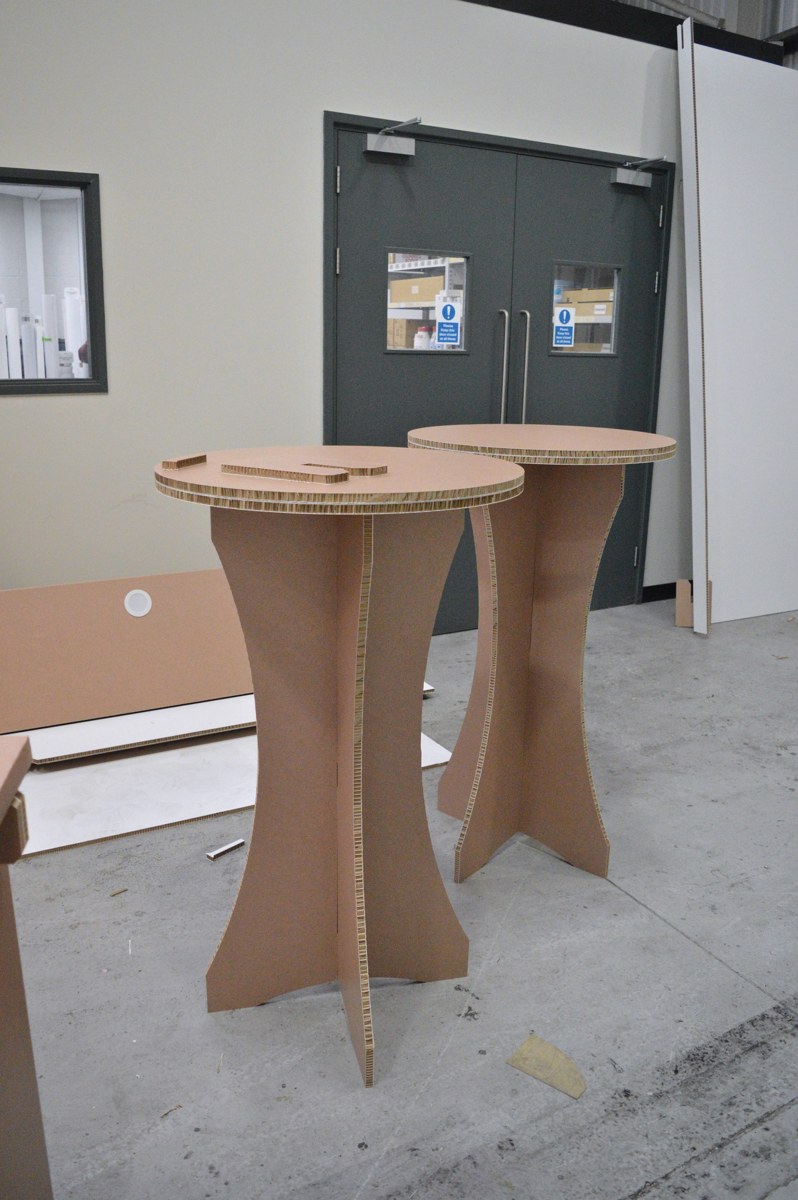 Stephensons shelving, printed headers and stand components