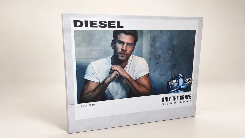 Diesel fragrance campaign panel and display structure