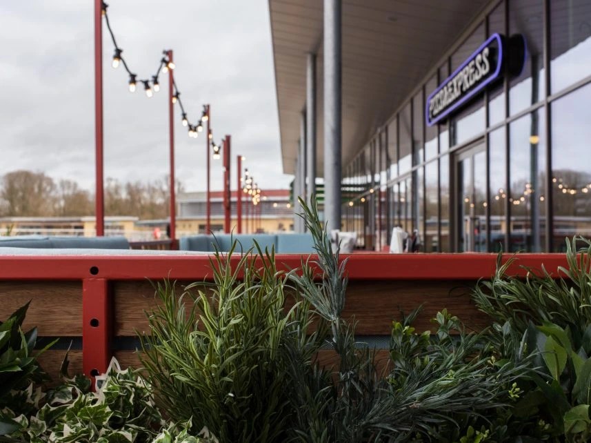 PizzaExpress restaurant frontage and outdoor seating
