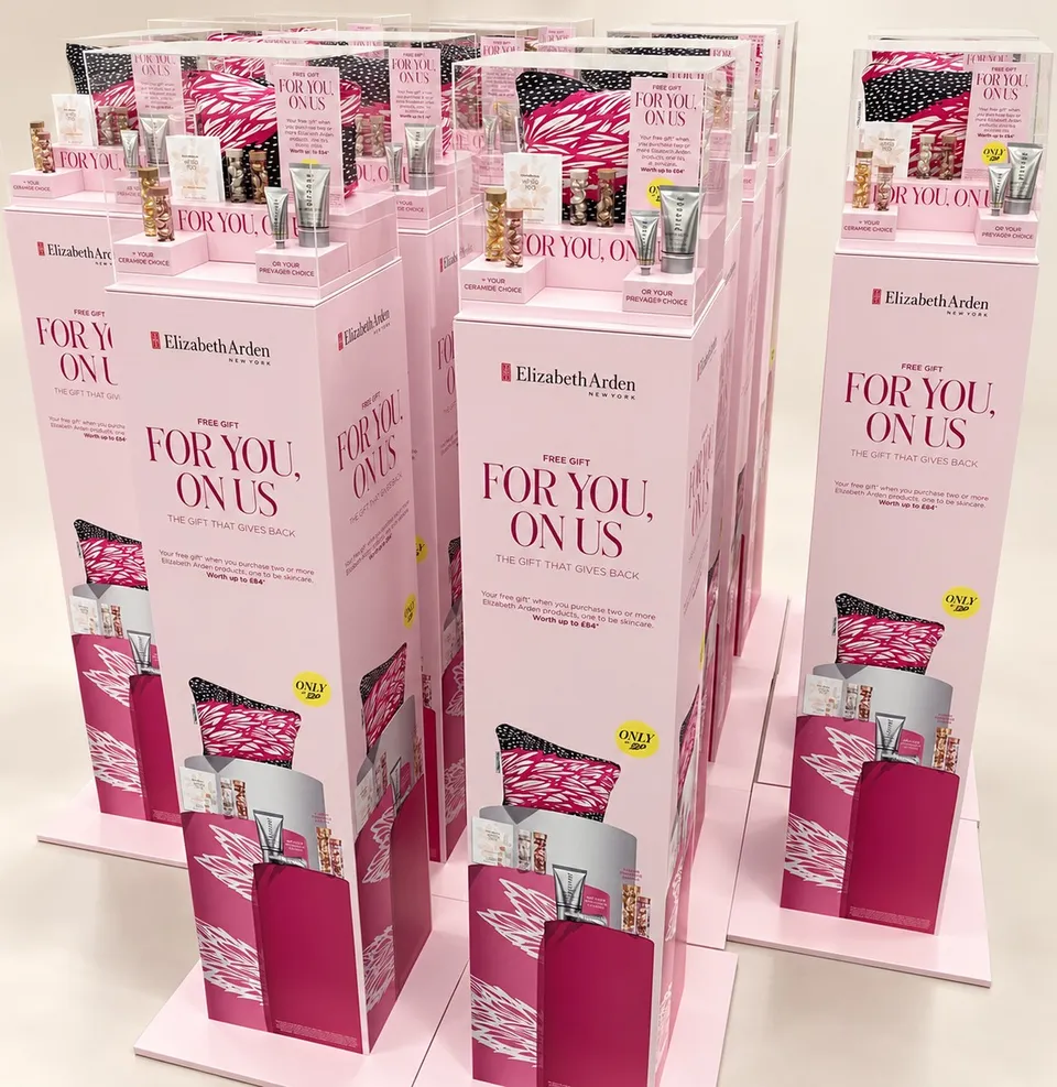 Elizabeth Arden printed merchandising display