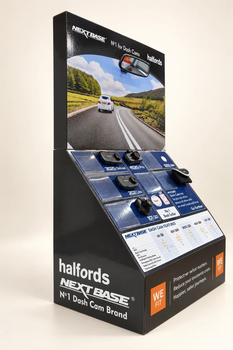 Nextbase Halfords upright product display