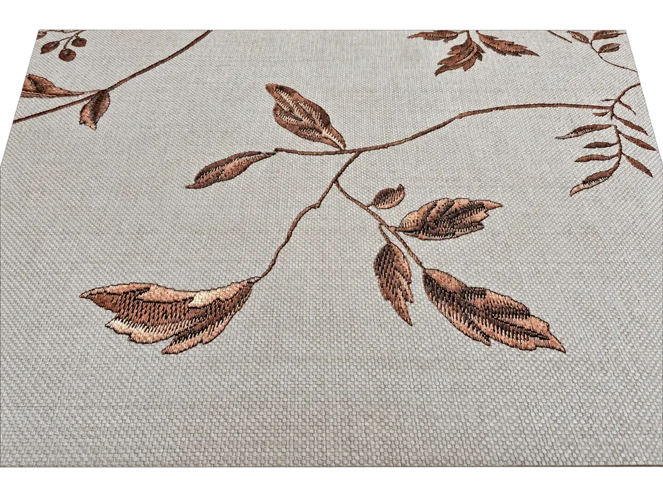 Leaf pattern in tactile textured print, close view