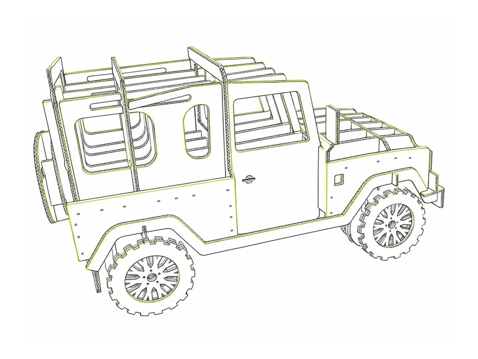 Cardboard vehicle construction — illustrative format view