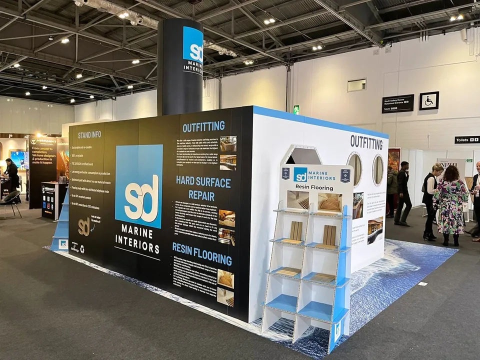 SD Marine Interiors printed exhibition walls and sample displays