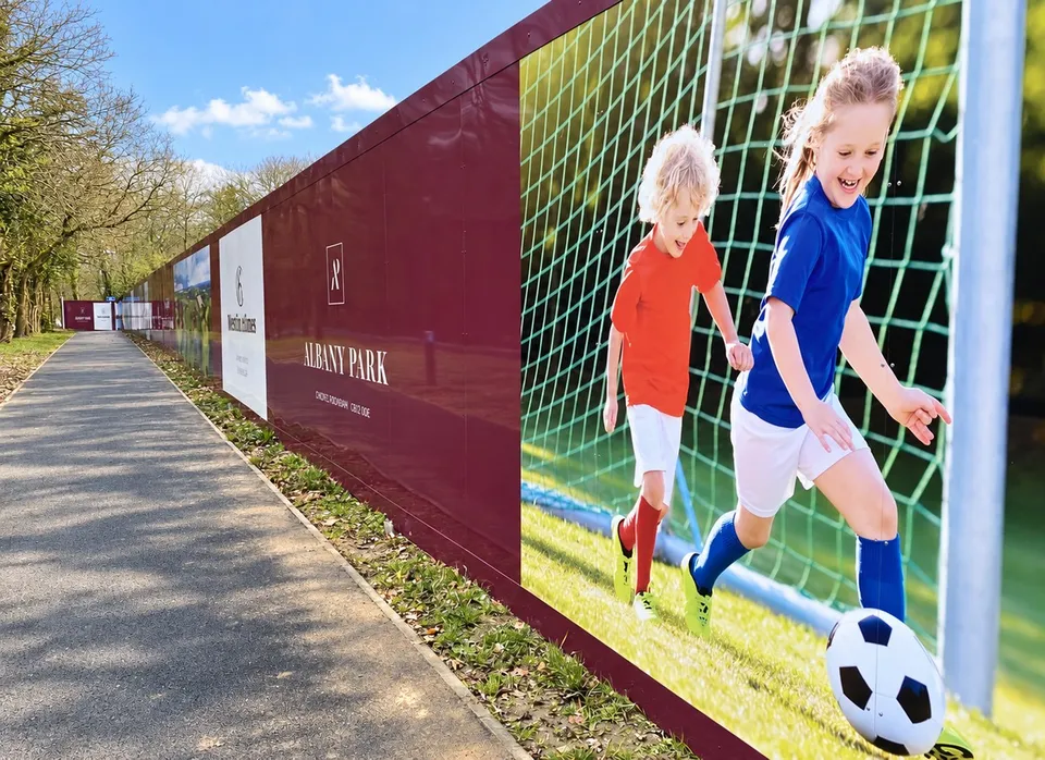Albany Park printed development hoarding