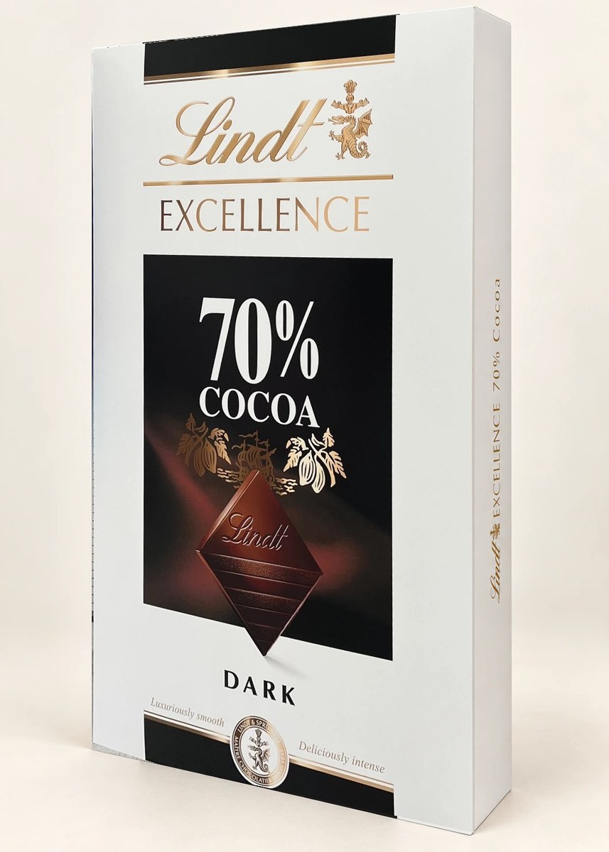 Lindt Excellence display form with folded side panels