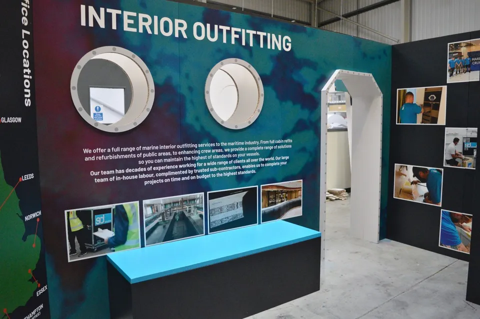 SD Marine Interiors printed exhibition walls and sample displays