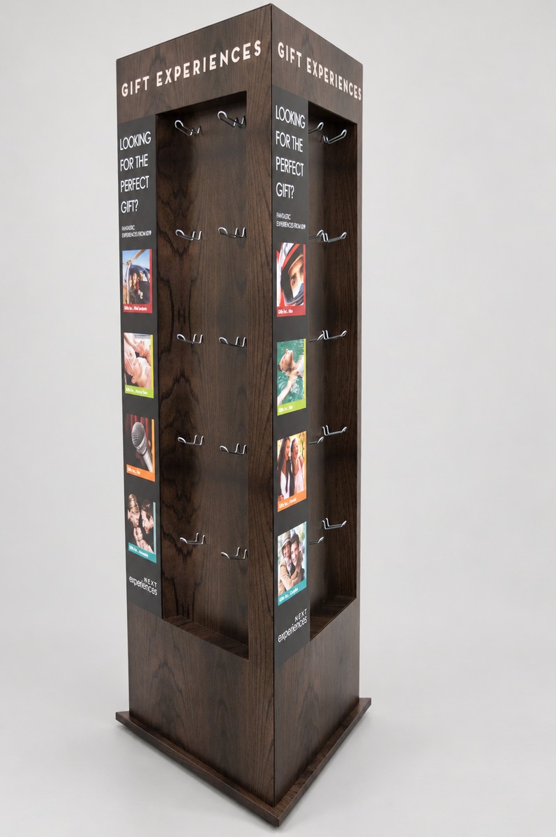 Gift Experience shelving display and printed side panel