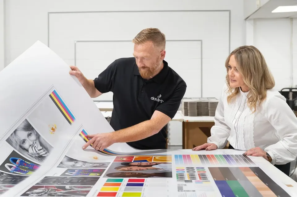Artwork and colour samples reviewed by the Data Image team