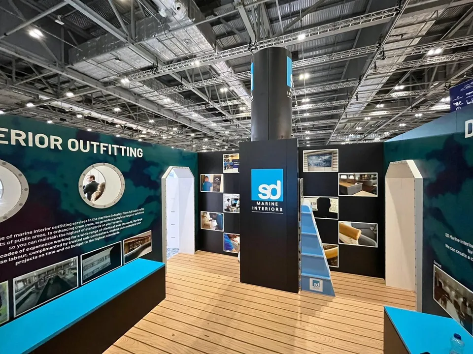 SD Marine Interiors printed exhibition walls and sample displays