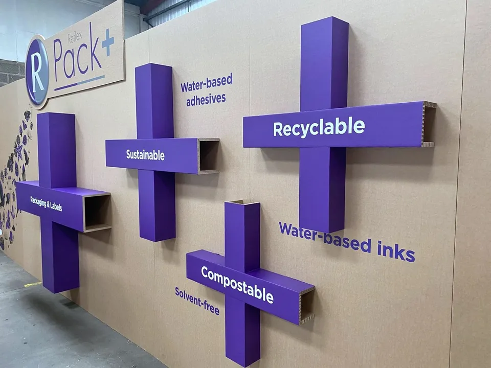 Reflex shelving and printed exhibition graphics