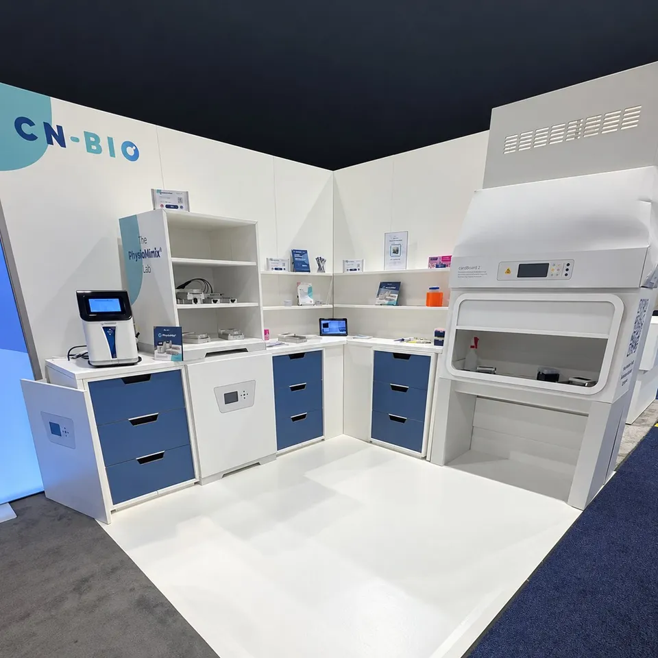 CN Bio laboratory-style exhibition display, closer view