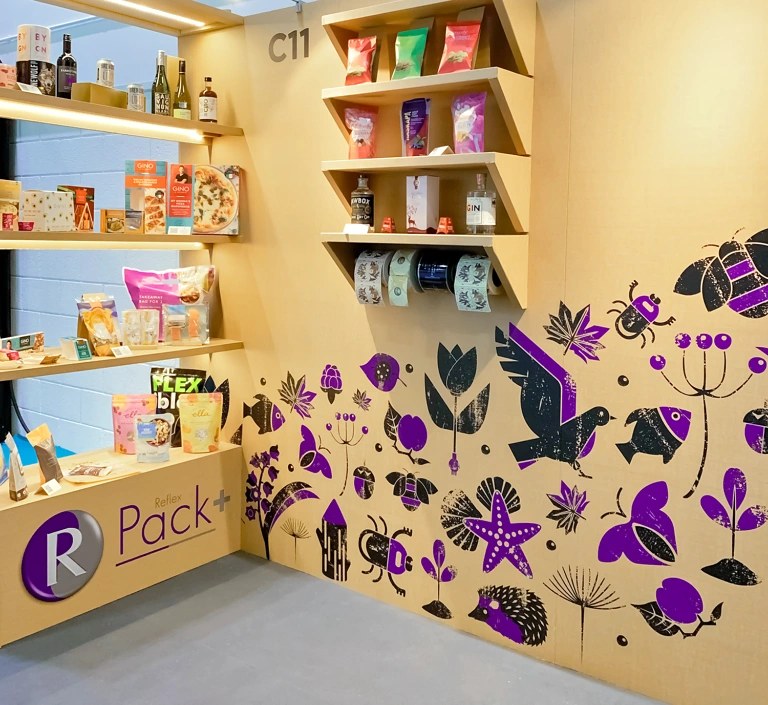 Reflex shelving and printed exhibition graphics