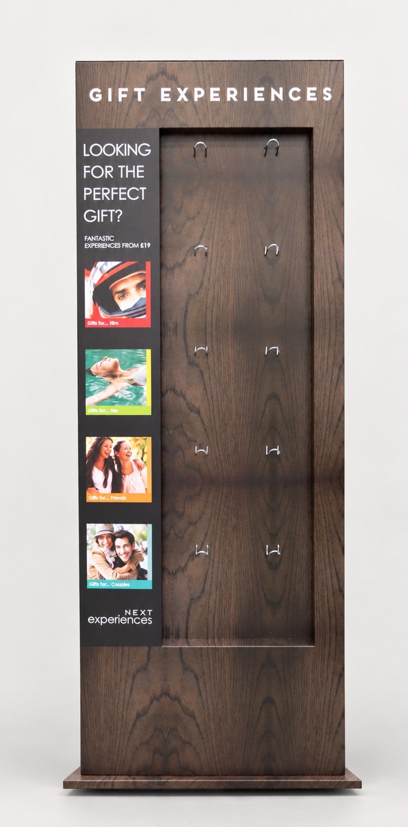 Gift Experience freestanding retail display, front view