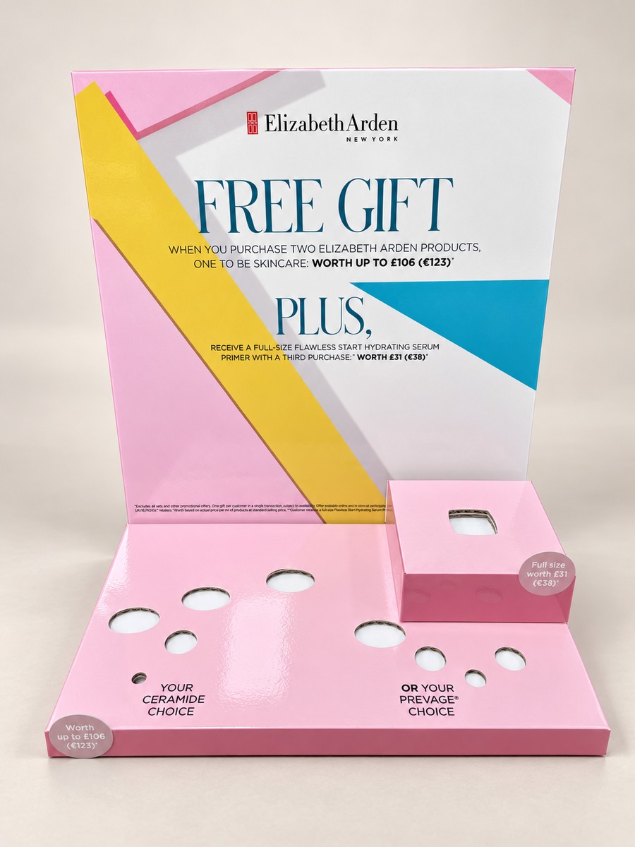 Elizabeth Arden Free Gift countertop display panel