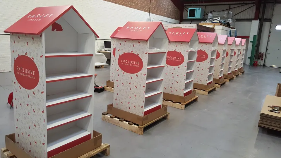 Radley house-shaped shelving with patterned roof panels