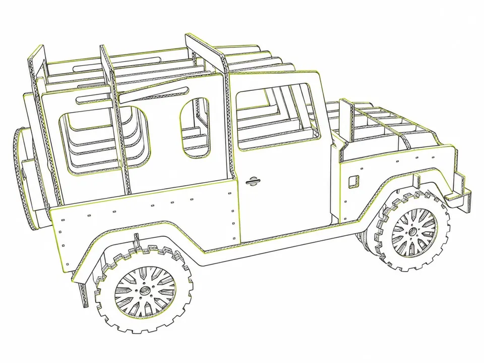 Cardboard vehicle construction — illustrative format view