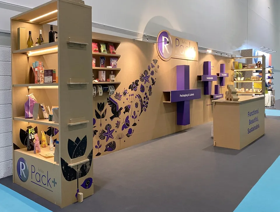 Reflex shelving and printed exhibition graphics